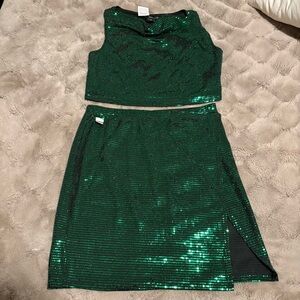 Sincerely Jules Green Sequin Crop Set